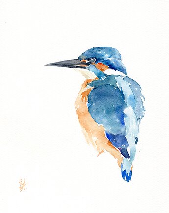 Oryginalna akwarela. Zimorodek, alquadro