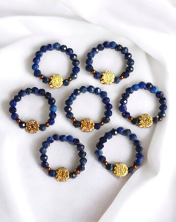 Pierścionek : lapis lazuli , złoty hematyt, kaktusia