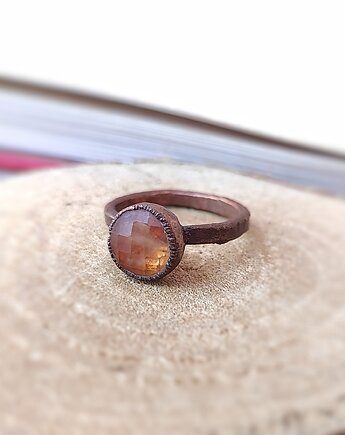 Pierścionek z cytrynem miedziany r. 12, Treemasters Copper Jewelry