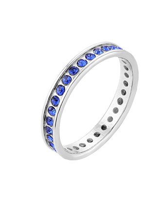 Srebrna obrączka z szafirowymi kryształami Preciosa, OSOBY - Prezent dla mamy na urodziny