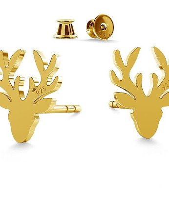 Kolczyki JELEŃ / RENIFER- srebro, złoto,róż, ISSI Jewelry