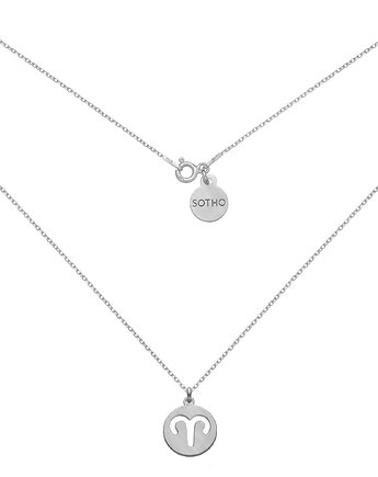 Srebrny matowy naszyjnik z zodiakiem Barana, SOTHO