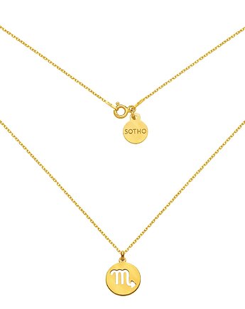 Złoty matowy naszyjnik z zodiakiem Skorpiona, SOTHO