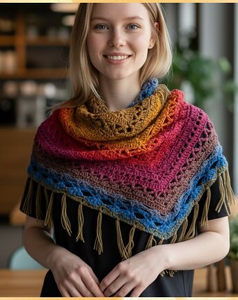 Chusta na szydełku "Moc kolorów", Ciotka Matylda