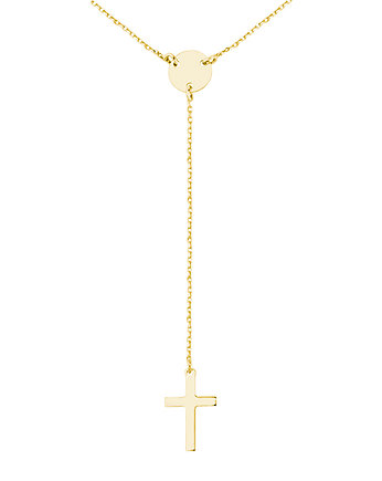 Naszyjnik długi różaniec z krzyżem srebro 925 złocony, THE SILVER STORY