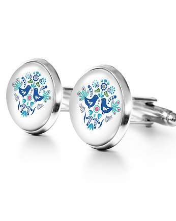 Ptaszki folkowe blue - spinki do mankietów, yenoo