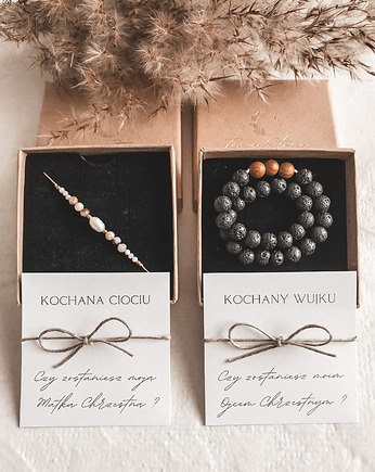 Komplet bransoletek prezent dla Rodziców Chrzestnych Rose i Rocky, Tiny Stone