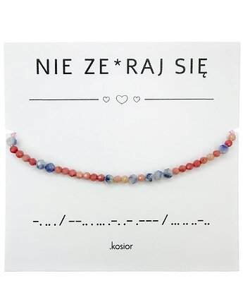 Bransoletka z alfabetem Morse Rodonit, Sodalit, karolina kosior