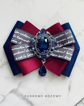 Brosza  z niesamowitym granatowym kryształem    NEW, Pudrowy Różowy