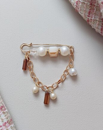 Broszka duża agrafka z perłami, vestirse!