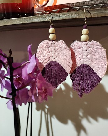 Kolczyki listki różowo - fioletowe, Zamotana z pasją