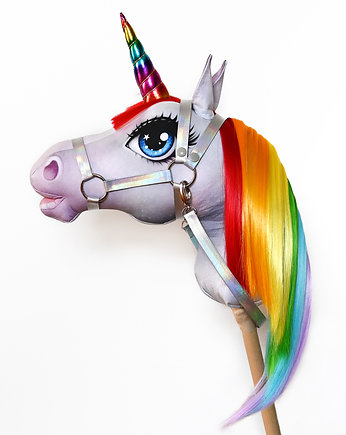Hobby horse, tęczowy jednorożec - koń na patyku, MaFee Dolls