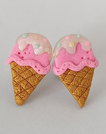 Kolczyki Różowe Lody w Rożku, OMIFIMO