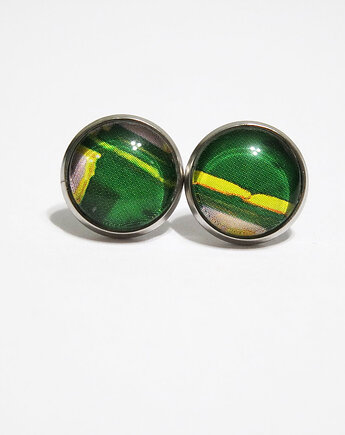 Kolczyki - Zielone, żółte - stal, yenoo