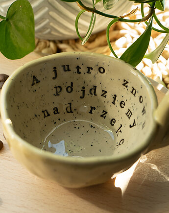 Ceramiczna filiżanka espresso handmade z napisem, Agnieszka Szehyńska Ceramika