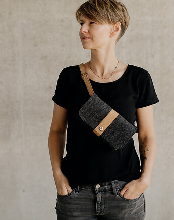 Marmollada - torebka filcowa nerka GRAFITOWA + b, marmollada