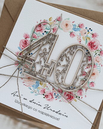 Personalizowany prezent - kartka ręcznie robiona na 40 urodziny, pomysł na pr, sorte