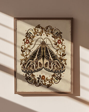 Ćma retro plakat, plakat botaniczny, plakat boho, plakat motyle ćmy, Żaneta Antosik PRINTS