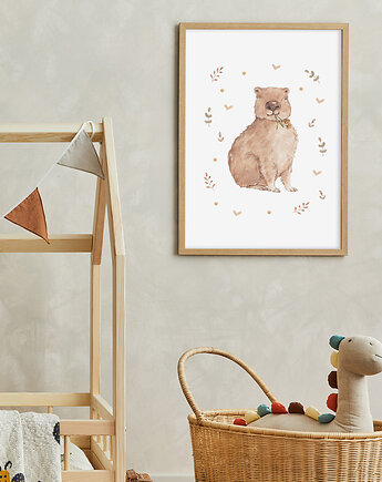 KAPIBARA Z KWIATKIEM - plakat dla dzieci, Pastelowelove