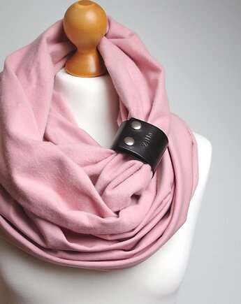 Duży gruby zimowy komin damski, KOMIN oversize z zapinką skórzaną, Pracownia Rękodzieła Zolla