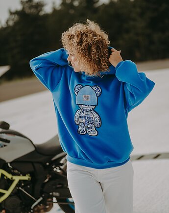 Bluza oversize Blue Teddy dla mamy i taty, BejbiStory