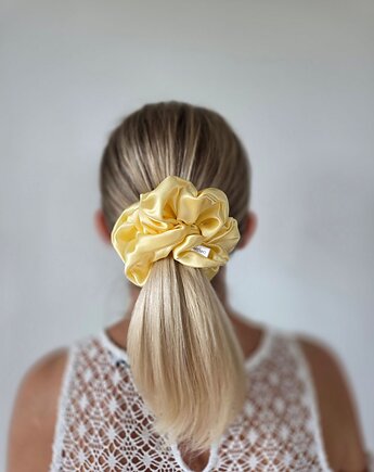 Gumka jedwabna, scrunchie, frotka lemon aura MAXI, Capillum