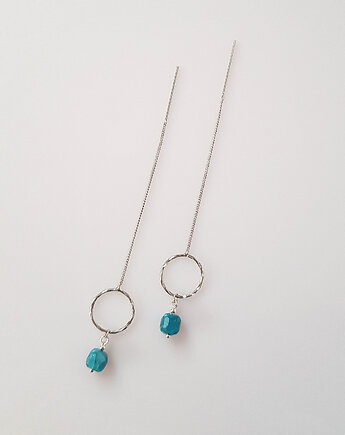 Kolczyki srebrne z apatytem Blue Long Spin, Mitsu