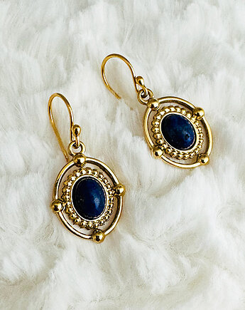 Kolczyki z  lapis lazuli, granatowe kolczyki stal szlachetna, Anemon Atelier