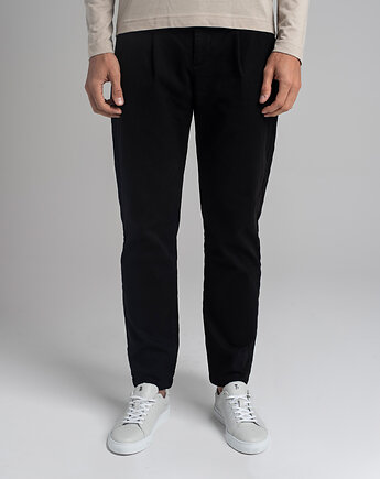 Męskie spodnie casual montieri czarne comfort fit, BORGIO