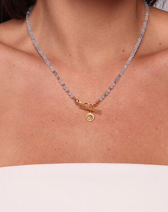 Naszyjnik kamień akwamaryn toggle z zawieszką, Bring Biżuteria