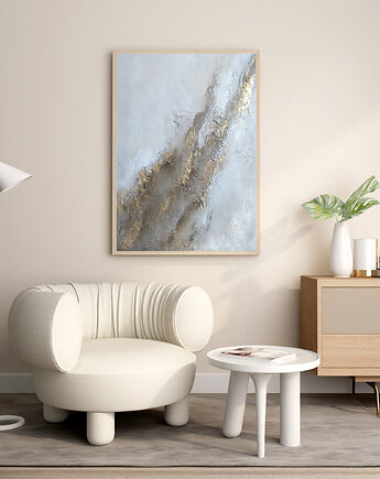 Obraz strukturalny Złote Przestrzenie abstrakcja Gotowy do wysyłki, Diana Abstract Art