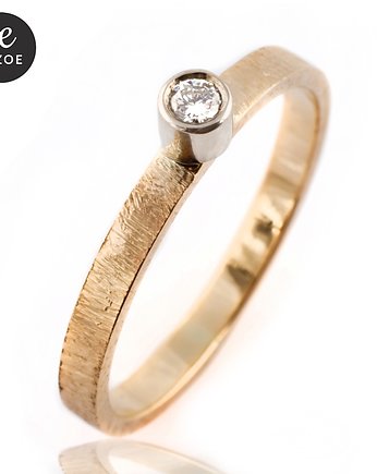 BIZOE - Złoty pierścionek z brylantem 0,07 ct, BIZOE