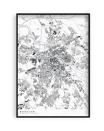 Mapa Wrocławia,  Plakat Wrocław,  Mapy miast, PLAKATY GEOMETRYCZNE