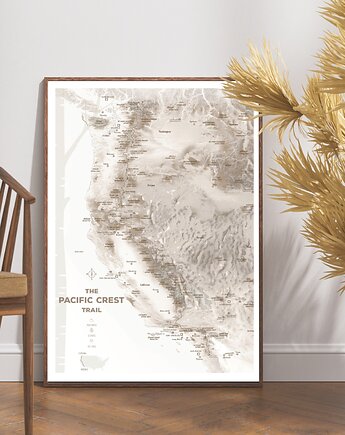 Plakat szlak PACIFIC CREST TRAIL USA, maps by P
