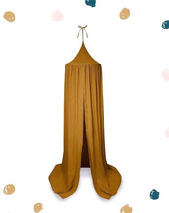 MUSZTARDOWY baldachim z lnu do pokoju dziecka, styl boho, Nukko Design