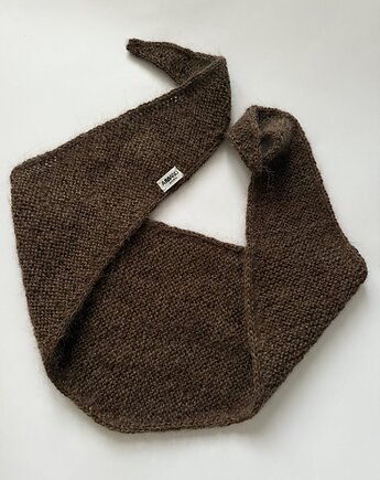 Chocolate brown alpaca hand knitted scarf., A MANO studio