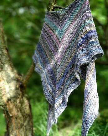 Lawendowa / chusta z jedwabiem, agat handmade