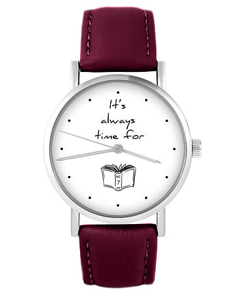 Zegarek - Time for book - skórzany, burgund, yenoo
