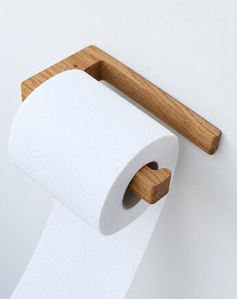 Dębowy uchwyt na papier toaletowy montowany na klej, POZYTYWNIE W DREWNIE