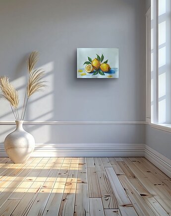 Obraz cytryny lato słońce akwarela Lemoniada 30x40, kkjustpaint Karolina Kamińska