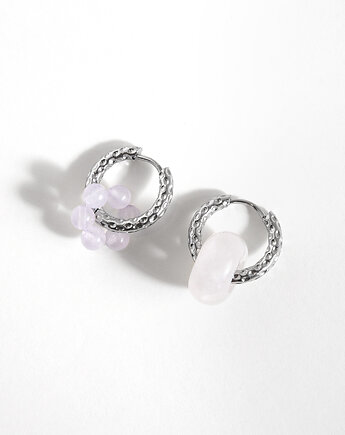 Srebrne kolczyki koła z zawieszkami, ech studio