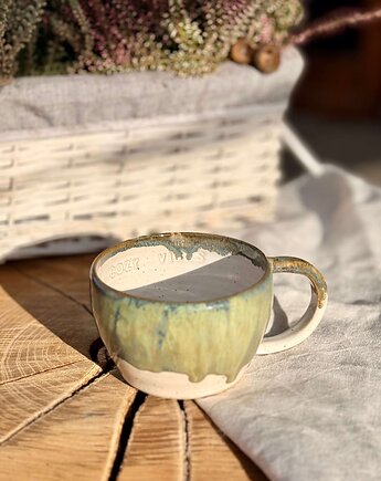 Kubek z napisem "Cozy vibes" 320ml, zieleń, JD loves CERAMICS