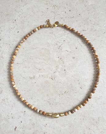 Naszyjnik ZEN jaspis obrazkowy , mosiądz, modesign