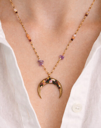 Naszyjnik Lunula z mixem kamieni, Blask Natury