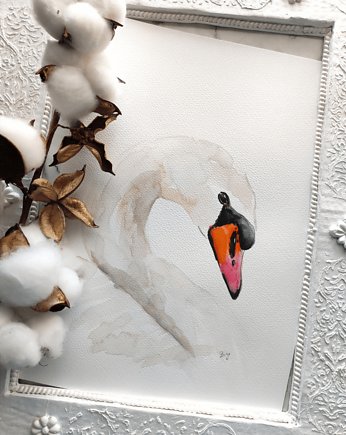 Akwarela łabędź, Wiktoria Borys Art
