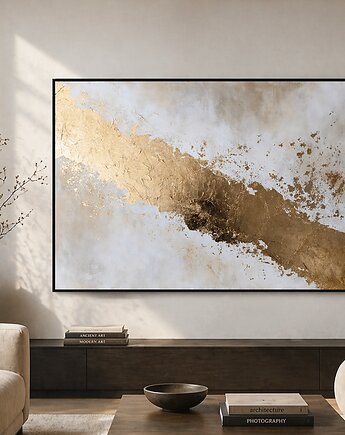 ZŁOTY PYŁ Abstrakcyjny obraz malowany ręcznie  100x70cm, Anna Jatczak Art