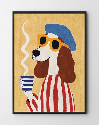 Plakat Słodkiej kawusi - kawa pies paski, HOG STUDIO