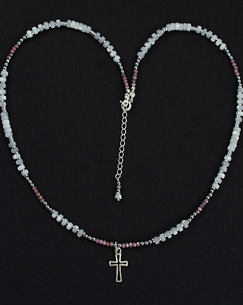 Piękny naszyjnik z rubinami i masą perłową, Yamira Art Studio