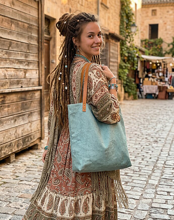 Torba tote XXL - szałwiowa, PRACOWNIA 166