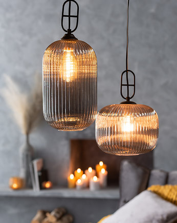 Lampa szklana prążkowana szara, Home Design